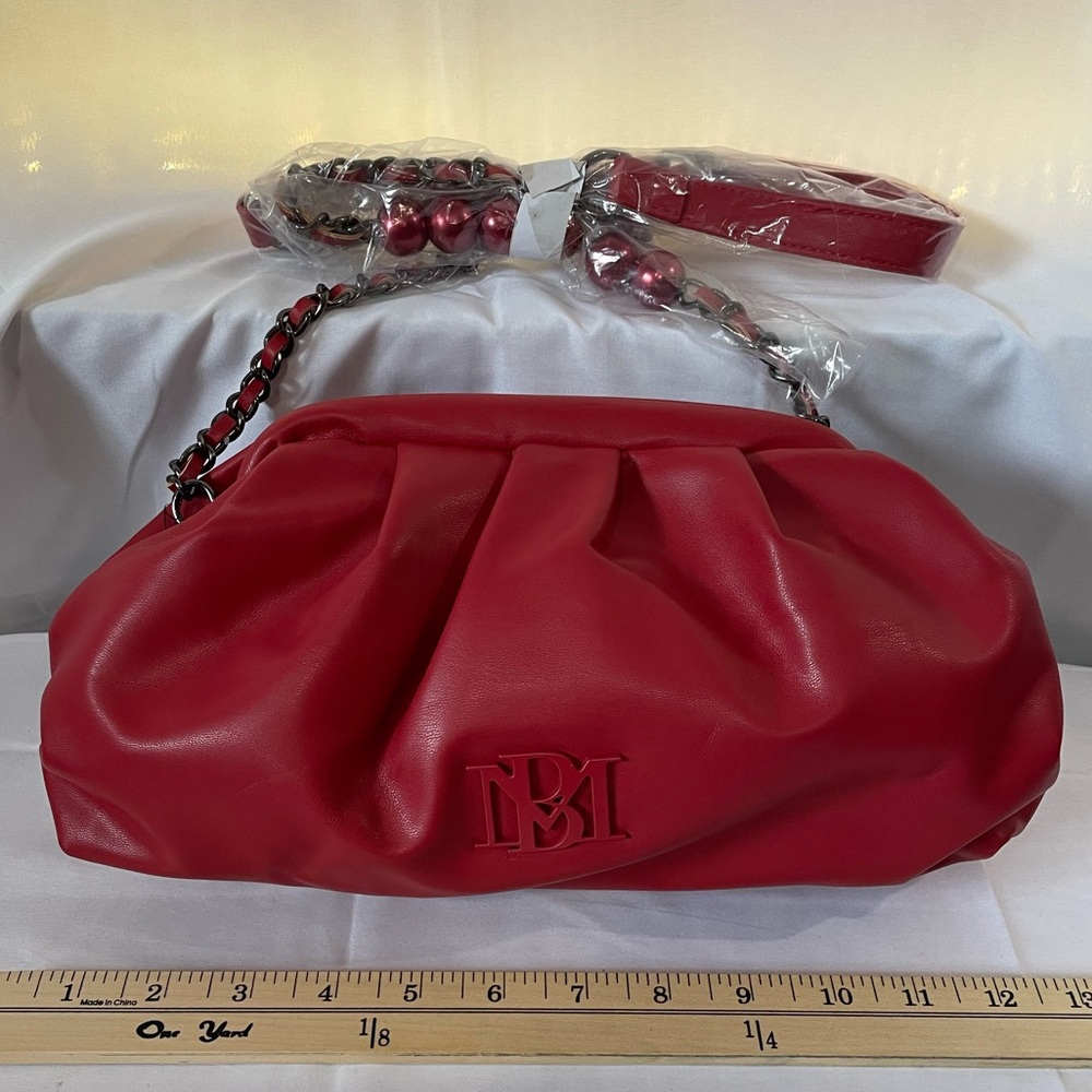 Badgley Mischka Red Clutch with Chain Strap